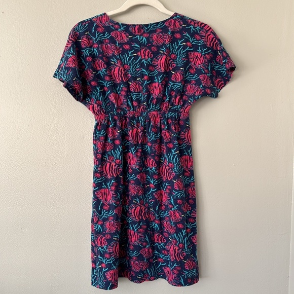 Lilly Pulitzer V Neck Cotton Mini Dress - Jammin Fish - Picture 3 of 4